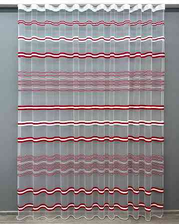 Тюль VR-Textil 1774т Фатин смуги Червоний з білим 300х270 см (42-0761) Київ