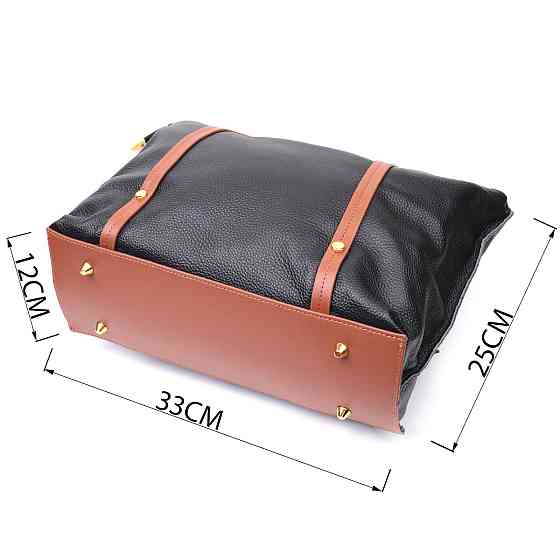 Удивительная двухцветная женская сумка из натуральной кожи Vintage 22303 Черный Киев