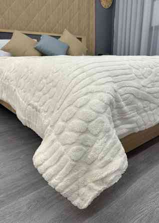 Плед 200х230 см (+-10см) на овчині "Косичка" колір молочний (87-306) Київ