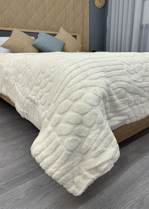 Плед 200х230 см (+-10см) на овчині "Косичка" колір молочний (87-306) Київ - фото 5