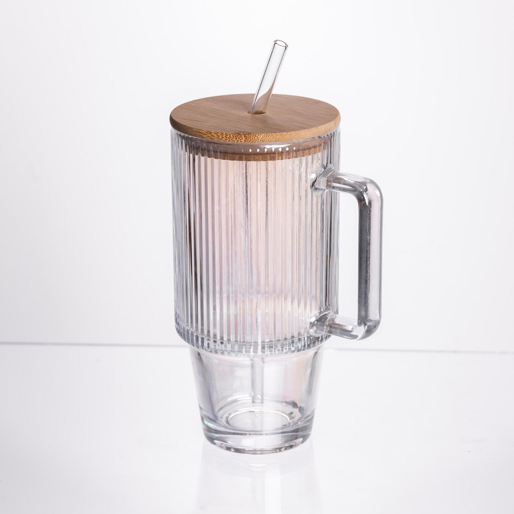 Кружка скляна з кришкою і трубочкою 750 (мл) HP-19-49 Коломыя - изображение 2