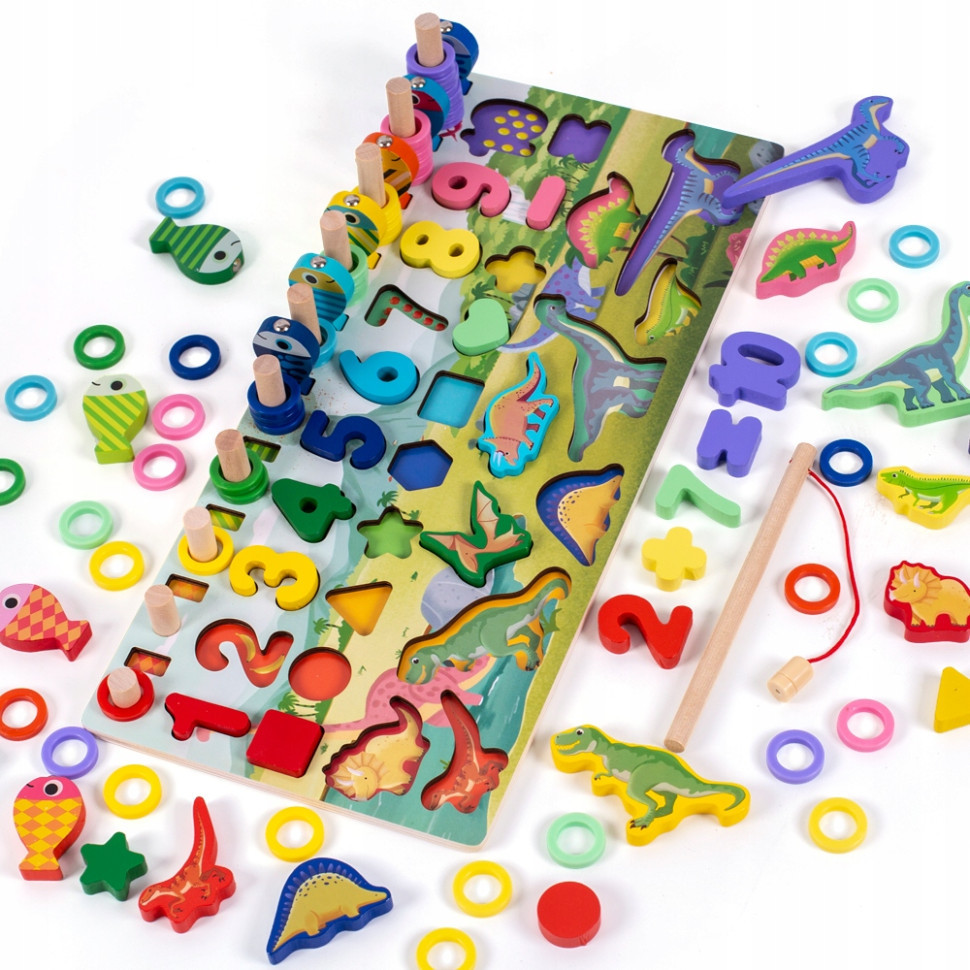 Деревянная игрушка Центр развивающий MD 2758 фигурки, рыбалка, цифры, динозавры Винница - изображение 2