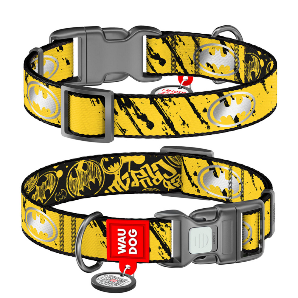 Ошейник для собак нейлоновый WAUDOG Nylon с QR паспортом, светоотражающий, рисунок 