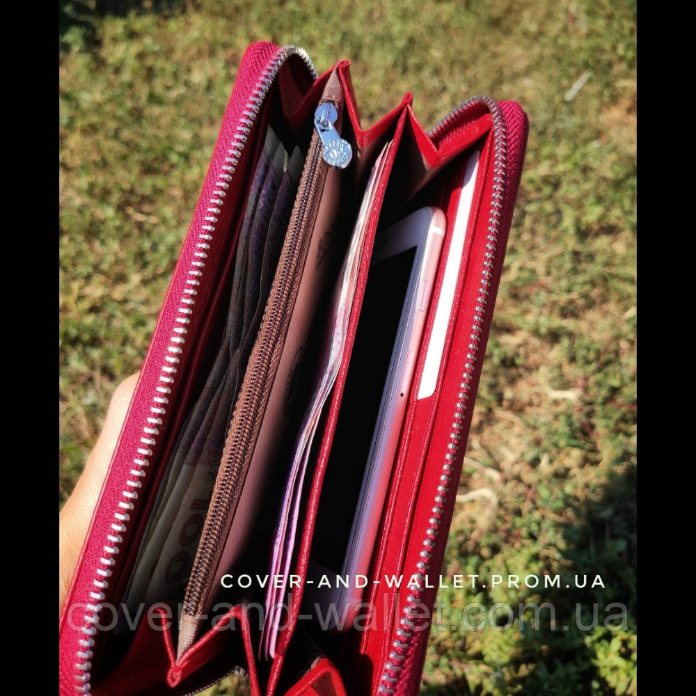 Красный женский кожаный кошелек на молнии с карманом Boston B 208 Киев - изображение 3
