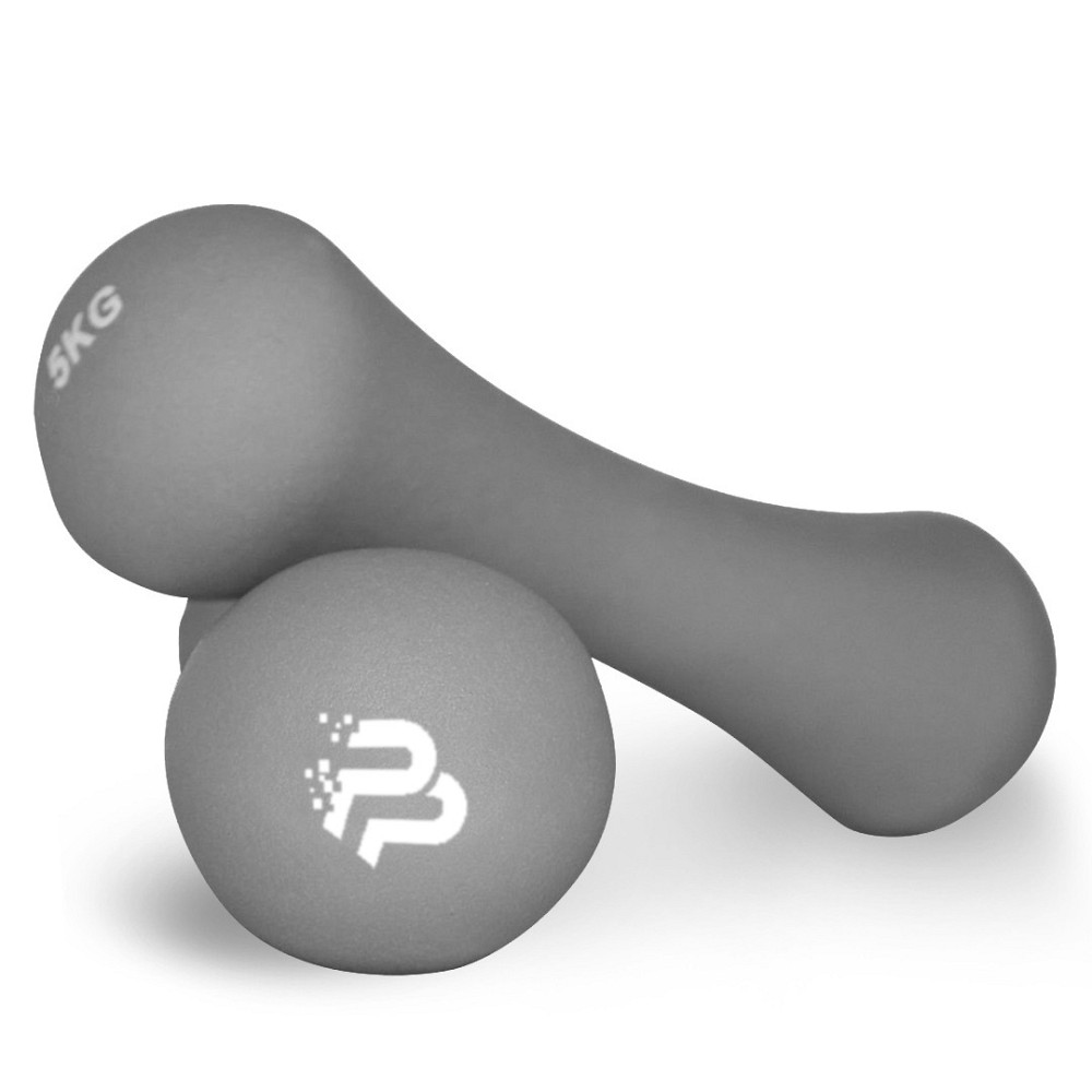 Гантели для занятий фитнесом, реабилитации неопреновая PowerPlay 4126 Spartacus 5 кг серая 2 шт Киев - изображение 1