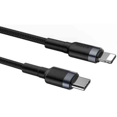 Дата кабель USB-C to Lightning 1.0m 18W 2.1A Cafule Black-Grey Baseus (CATLKLF-G1) Вінниця