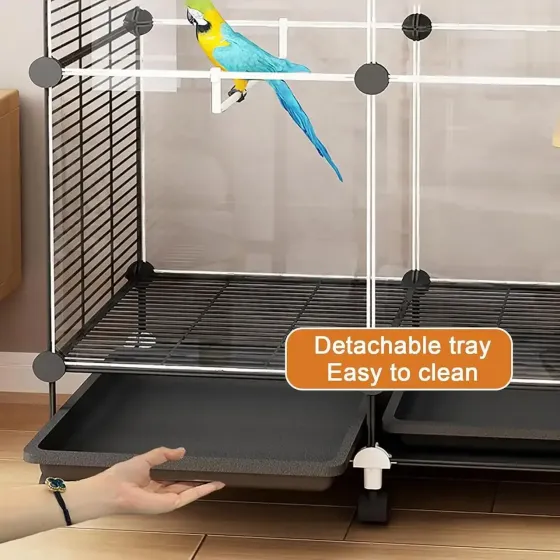 Металлическая клетка для птиц на колесах с аксессуарами 82х37х37см KP-82 Коломыя