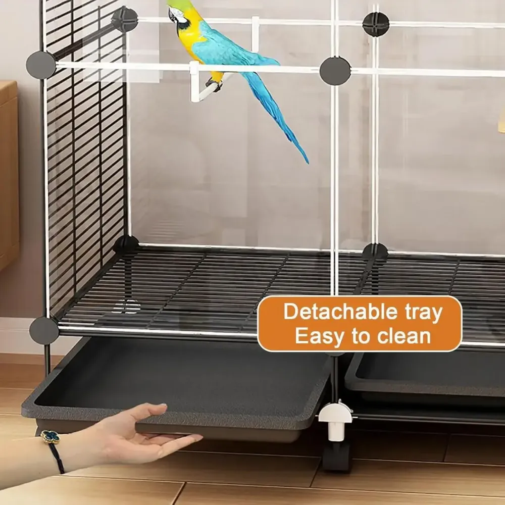 Металлическая клетка для птиц на колесах с аксессуарами 82х37х37см KP-82 Коломыя - изображение 2