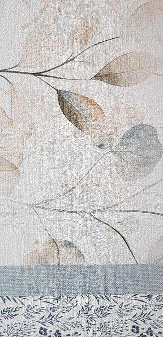Обои виниловые на флизелине Rasch County Living метровые листья ветки прованс коричневые синие серые на белом Киев - изображение 4