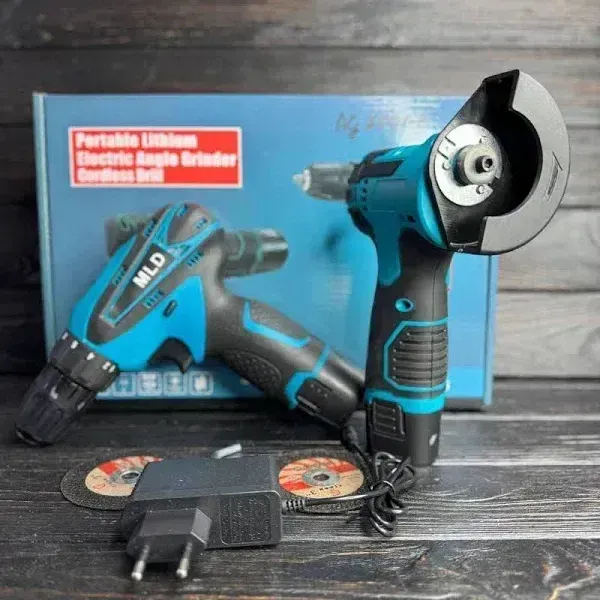 Набор электро инструменту 2в1/ Шуруповёрт+Болгарка мини 2 акб 12V AT-AG7501-2 Коломия - фото 1