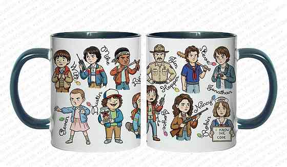 ☕ Кухоль з головними героями серіалу «Дуже дивні справи» (Stranger Things) Хамелеон з блискітками Одеса