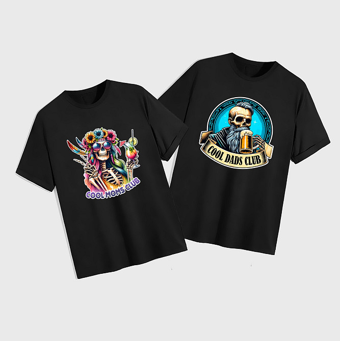 Парні футболки з принтом "COOL MOMS CLUB" та "COOL DADS CLAB" XS-14XL Одеса - фото 1