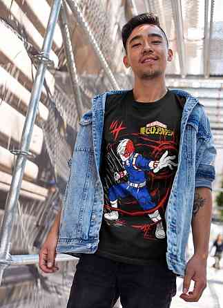 Футболка для хлопчика з аніме принтом Моя геройська академія оверсайз (зріст від 165 до 180) Чорний AnimeJ1147m Дніпро