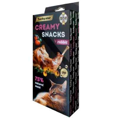 Лакомство для котов Lucky Star Мягкое пюре из мяса кролика в стиках 10 г (4820281500527) Вінниця