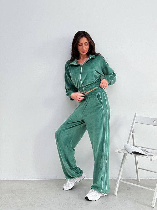 Велюровый костюм с лампасами Зелёный 48/52 Харьков - изображение 5