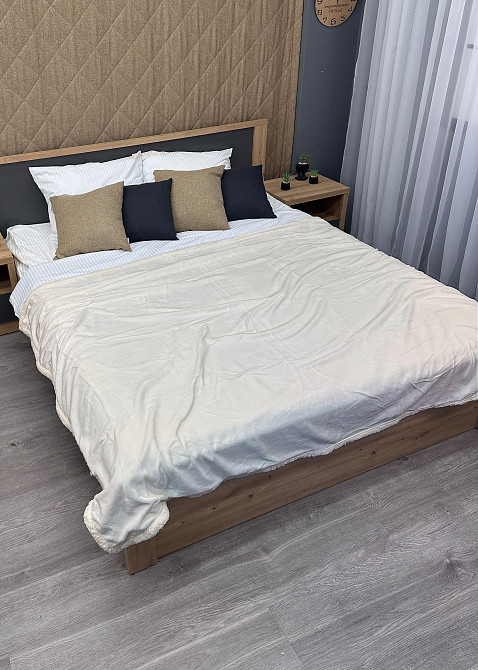 Плед двосторонній 155х200 см (+-5см) із штучною овчиною Молочний (87-064) Київ - фото 4