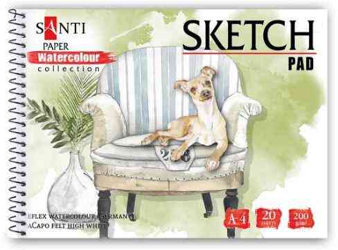 Альбом для акварелі А4/20 арк."Santi""Paper Watercolour""Animals" 200 г/м на спіралі, 130517, шт Київ