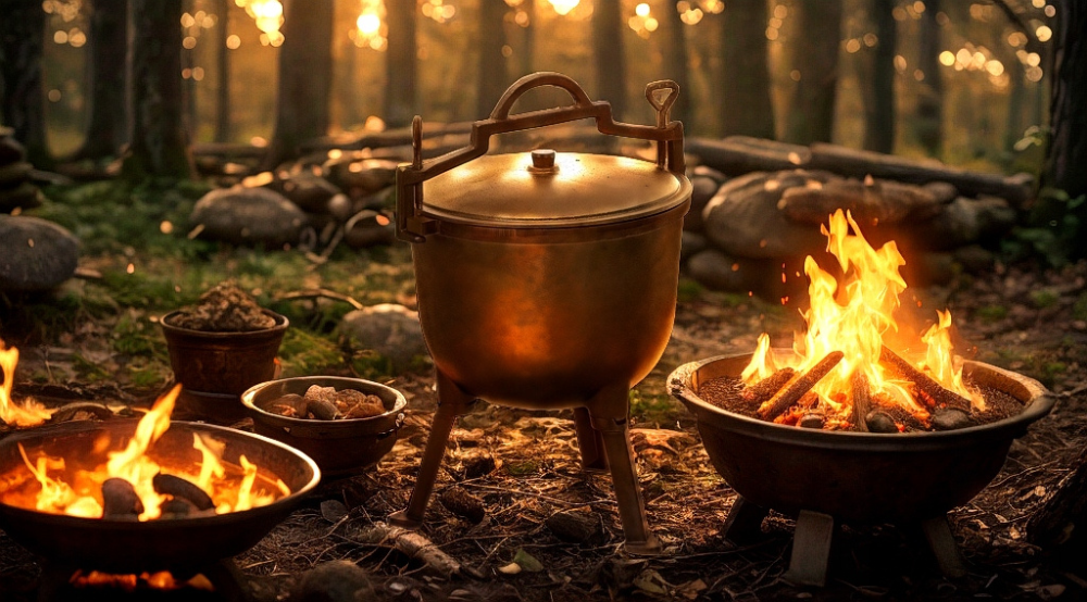 Туристичний чавунний казан 11 л Garden Line на 3 ніжках з кришкою та ручкою для перенесення (Польща) Київ - фото 10