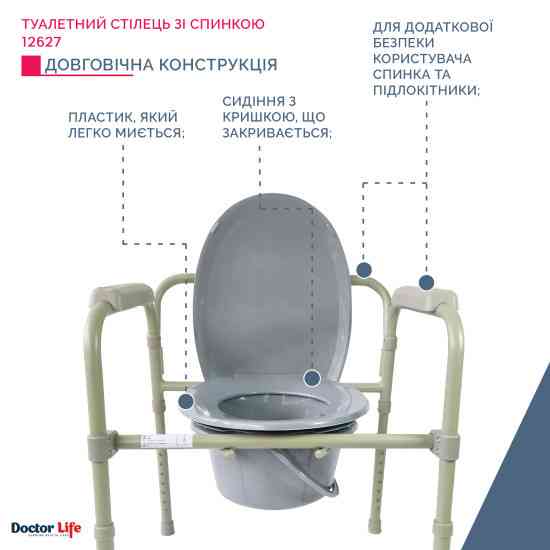 Стілець туалетний складаний сталевий Doctor Life 12627 Дніпро