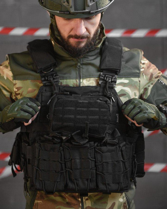 Тактическая плитоноска с четырьмя  точками быстрого сброса  Asdag  black  ВТ6796 Одесса - изображение 2