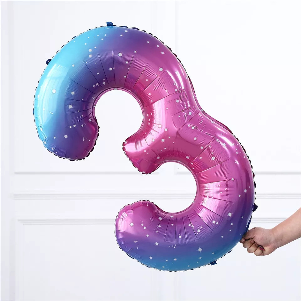 Кулька цифра 3 фольгована з принтом зірок 40 дюймів різнобарвний Київ - фото 1
