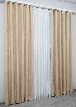 Комплект готових штор VR-Textil Льон мармур Pavliani № 1170ш Бежевий 150х270 см 2 шт (33-0006) Київ
