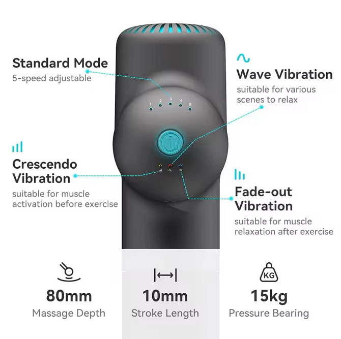 Перкуссионный массажер Booster Lightsaber 4000mah (8 насадок) Винница - изображение 4