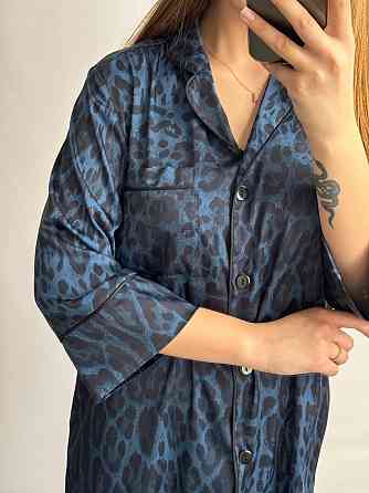 Жіноча нічна сорочка сатинова Синій лео L Харків