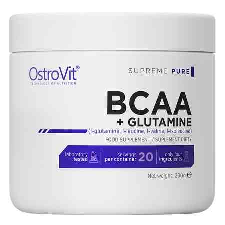 Амінокислотний комплекс Ostrovit BCAA + Glutamine 200 г, natural Луцьк