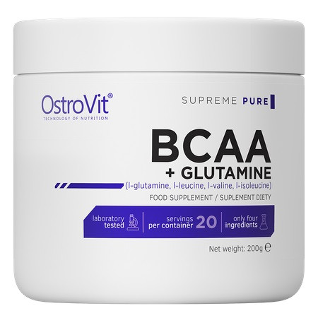 Амінокислотний комплекс Ostrovit BCAA + Glutamine 200 г, natural Луцьк - фото 1