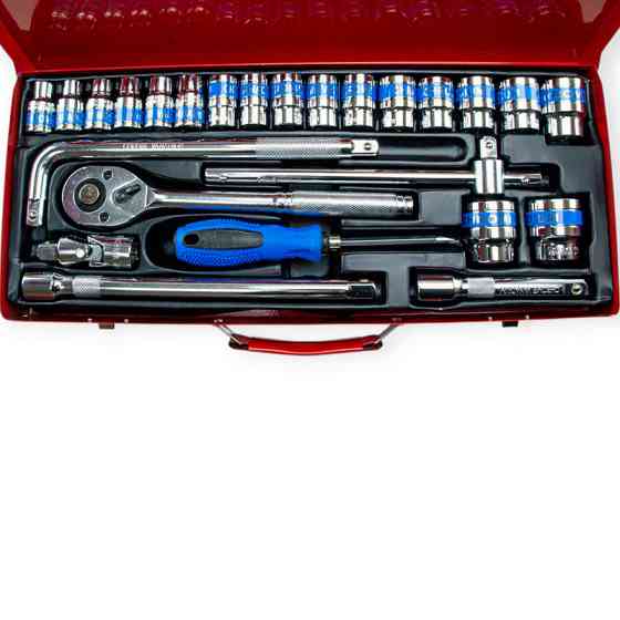Набір інструменту 1/2" 25 шт, 8-32 мм з тріщ., подовжує., кардан. комір, головк. викрутка Strona Мукачево