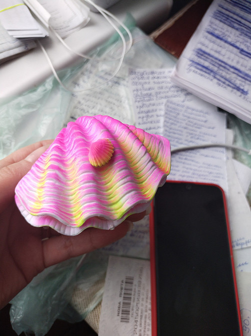 Декор в аквариум Ракушка с жемчугом 9 на 6 см разноцветный Киев - изображение 4