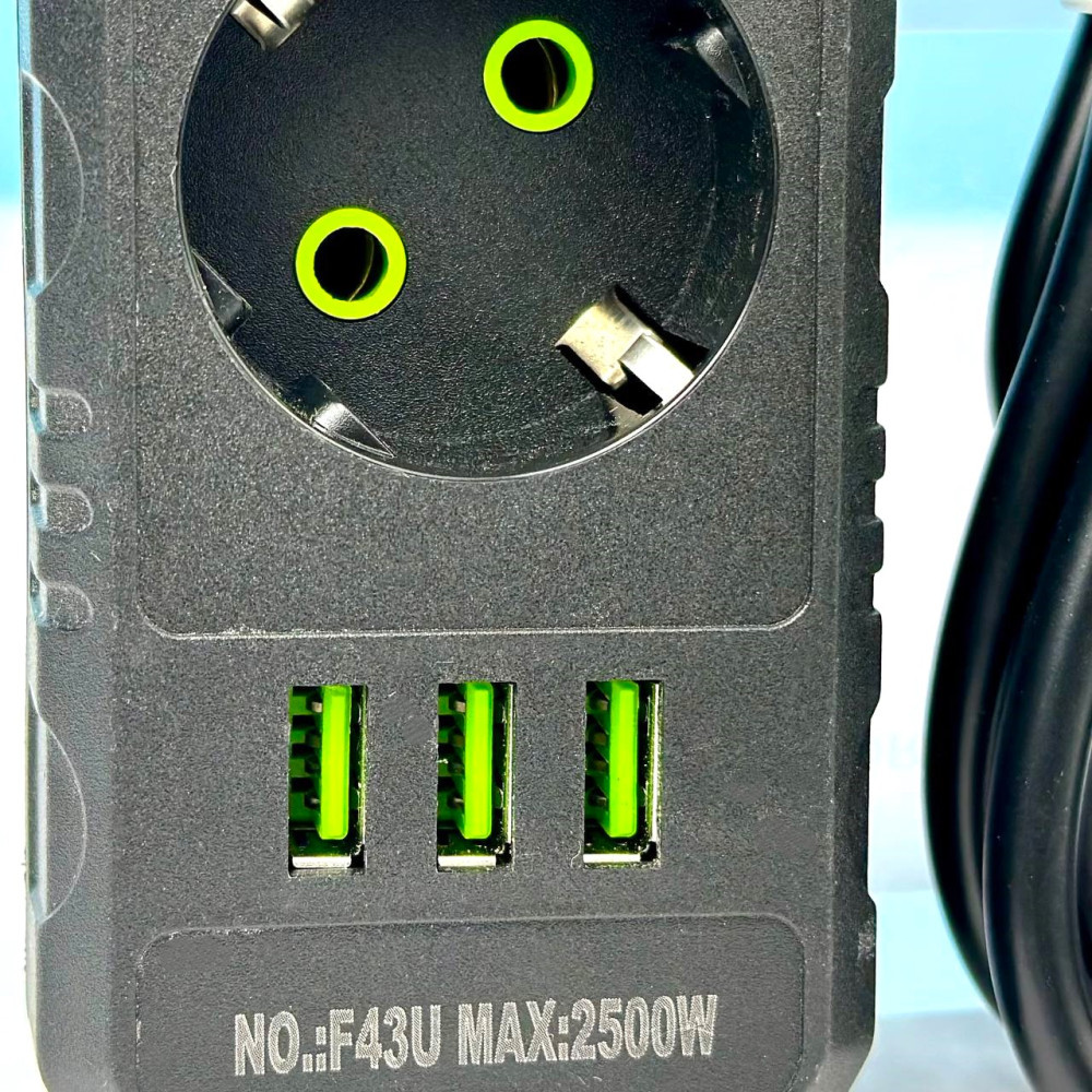 Сетевой фильтр-удлинитель 3 розетки 3USB 2500W 4 метра Винница - изображение 4
