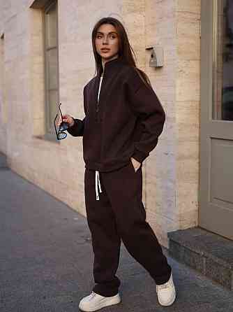 Жіночий теплий повсякденний костюм вільного крою турецька тринитка на флісі Одеса