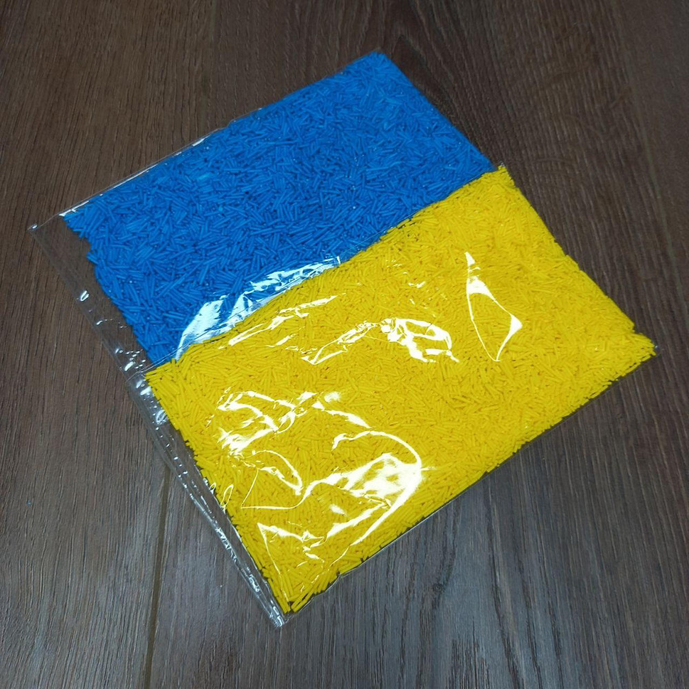 Посипка кондитерська жовто-синя для паски цукрова (пач 2пачки по 100 г) у кольорах прапора (всього 200 г) Харків - фото 3