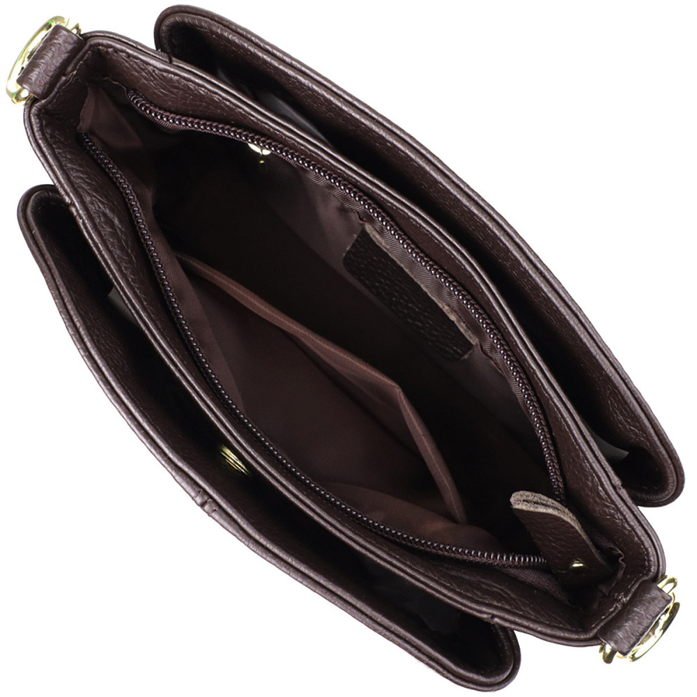 Жіноча сумка з натуральної шкіри зі зручною внутрішньою організацією Vintage 22979 Коричневий Київ - фото 8