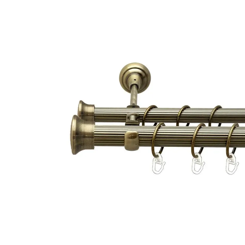 Карниз Orvit Дуо металевий дворядний відкритий рифлена труба кільце металеве Антик 25\19 мм 240 см Львов - изображение 1