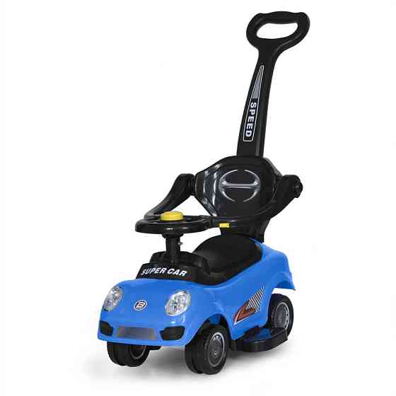 Дитяча каталка-толокар M 5784-4 синій, з батьківською ручкою Вінниця