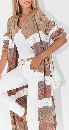 Ажурний кардиган із кишенями в смужку (48-52) Київ