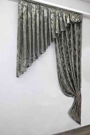 Кухонный комплект (150х250см) шторка с ламбрекеном цвет серый 039к 59-406 Киев