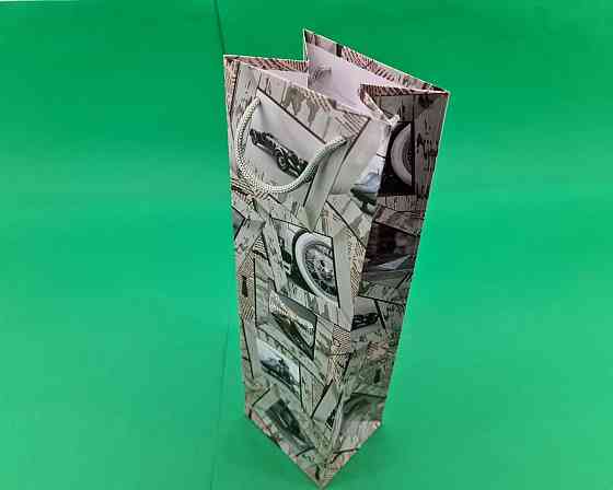 Пакет бумажный подарочный под бутылку  12/9/36(артBUT-75) (12 шт) Харьков