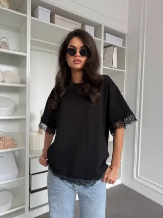 Жіноча oversize футболка з мереживом — трендова футболка Одеса