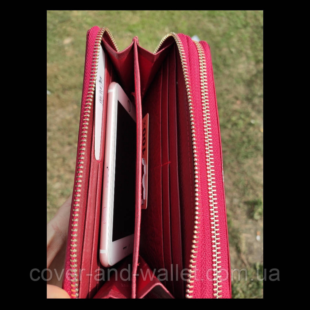 Жіночий лаковий шкіряний гаманець на дві блискавки червоного кольору ST AE 238-2 Київ - фото 9