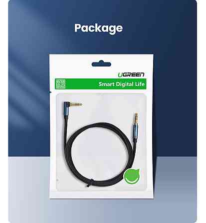 Аудио кабель UGREEN AV112, 3.5mm Male to 3.5mm Male, nylon braid, 2m, Blue Одесса