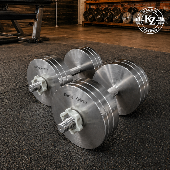 Гантелі набірні 2 по 20 кг металеві без покриття Kachai Zelezo Iron Pro Київ