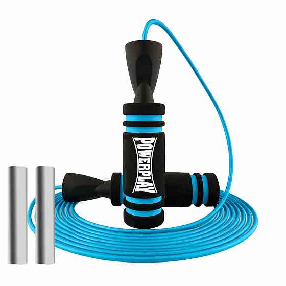 Скакалка швидкісна PowerPlay 4212 X ROPE з обтяжувачами Чорно/Синя (120г*2) 3м. Кам'янське