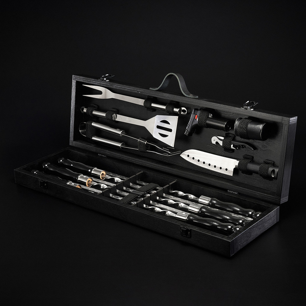 Шампури подарункові набір бокс для пікніка гриля та барбекю Оригінальні Віп подарунки на день народження татові, хлопцю, Тернопіль - фото 1