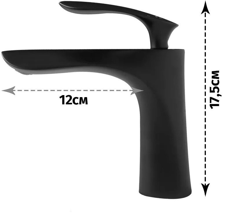 Змішувач для умивальника одноважільний, кран для раковини латунь WanFan для ванної кімнати Чорний матовий Кам'янець-Подільський - фото 4