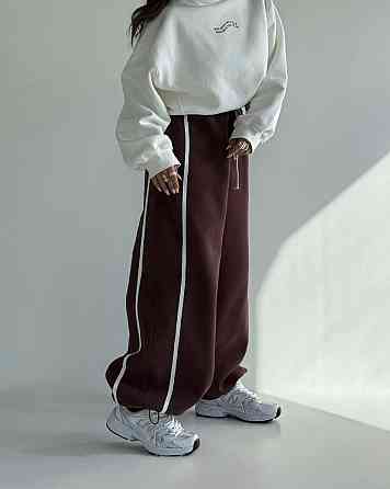 Стильні жіночі штани тринитка на флісі. Шоколад Одеса