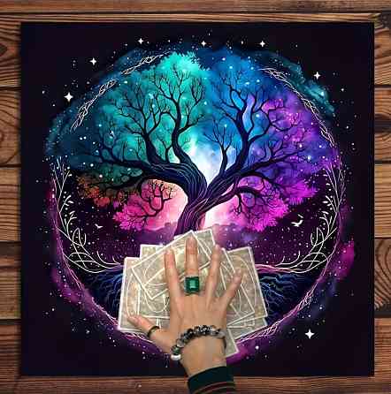 Алтарная скатерть для карт Таро и Рун. Скатерть для гадания 49*49 см. Древо жизни Киев